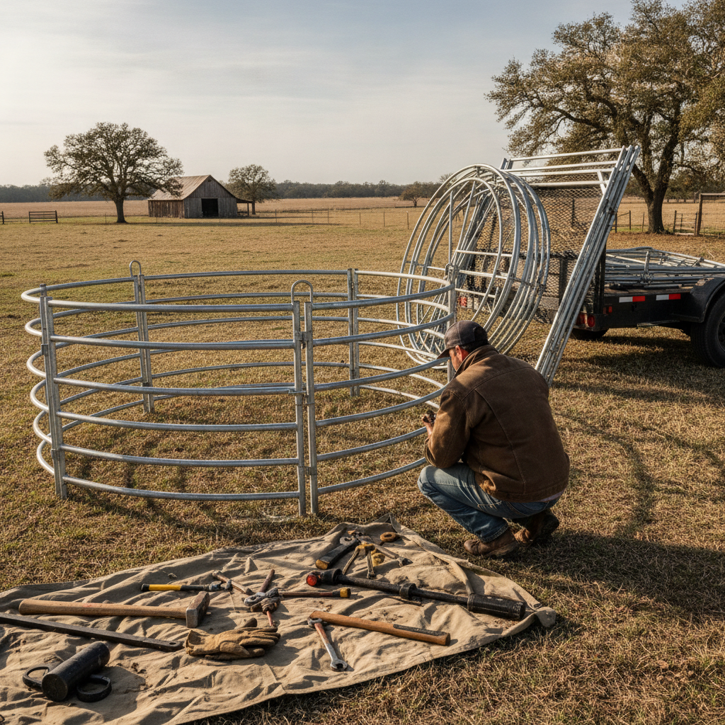 Create a realistic, professional service-business photograph showing Corral Trap Rental from behind, with the backs of their heads visible. Do not show any faces, facial features, front-facing views or side views, profiles, or identifiable